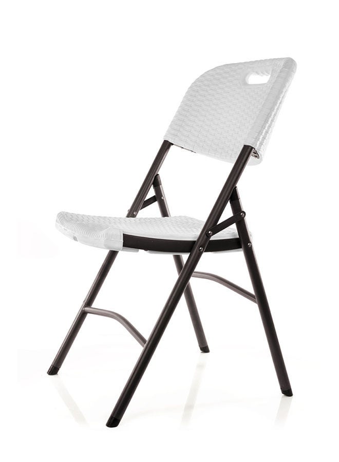 Plastic And Rattan Foldable Chair Metal Frame 50Lx87Wx45H , White.