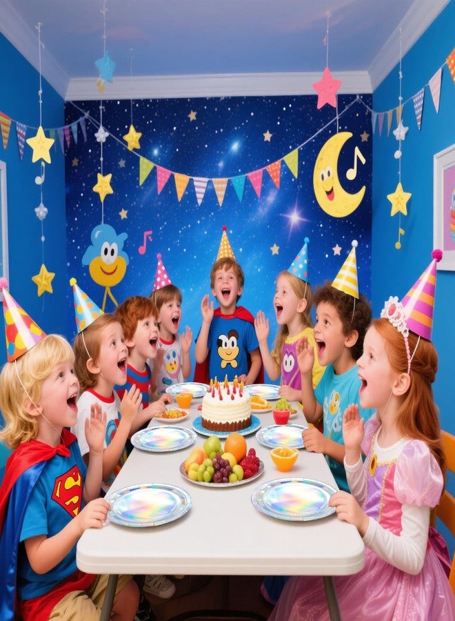 HiEnjoin 40PCS Iridescent Birthday Party Plates, Disposable Holographic Cake Plates Includes 25-9" & 25-7" Dinner Tableware for Birthda Bridal Wedding Disco - Image 4