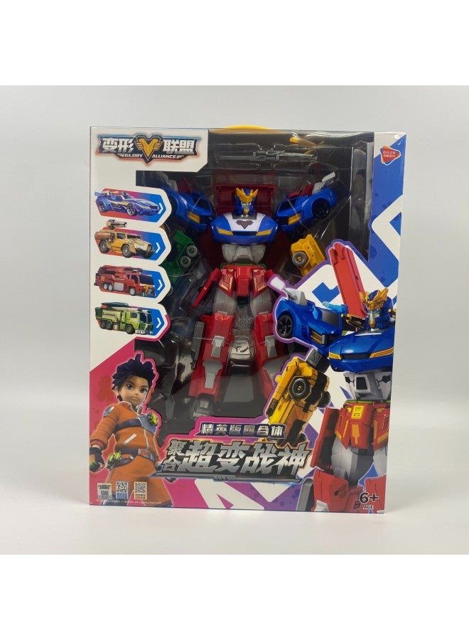 لعبة روبوت Transfiguration Union 5 الرباعية Super Run Fire Police Car متعددة المفاصل المنقولة Boy Mecha موديل-اللون: 660801 Strike Bright - Image 1