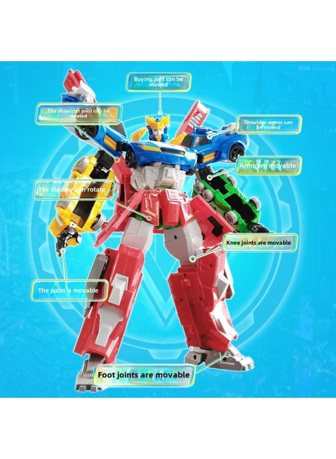 لعبة روبوت Transfiguration Union 5 الرباعية Super Run Fire Police Car متعددة المفاصل المنقولة Boy Mecha موديل-اللون: 660801 Strike Bright - Image 2