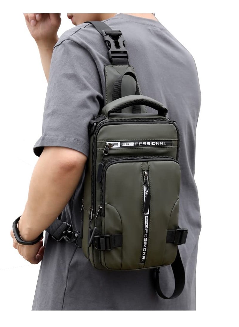 SOLARAE Nylon Casual Sling Backpack Crossbody Shoulder Chest Bag for Men Women Travel Hiking Daypack with USB Charging Port(Black) - Image 4