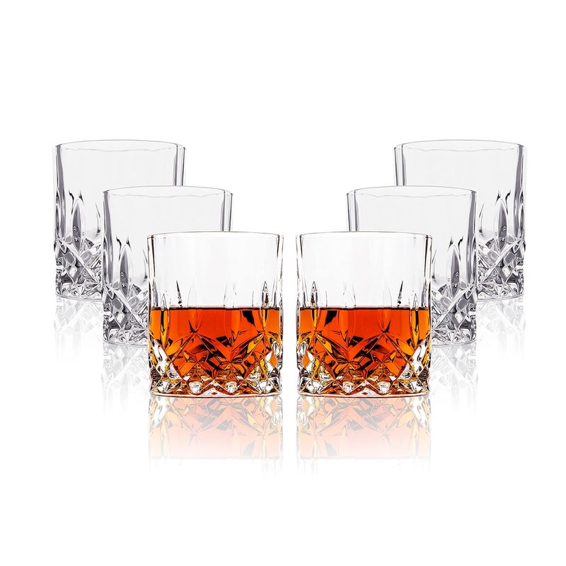 LEMONSODA Crystal Cut Old Fashioned Whiskey Glasses 10oz UltraClear Premium LeadFree Crystal Glass Tumbler For Drinking Bourbon Scotch Cognac Cocktails Set of 6 - Image 1