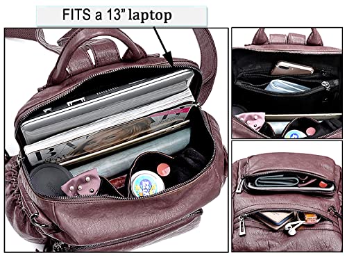UTO Women Backpack Purse Leather Vegan Ladies Fashion Designer Rucksack Convertible Travel Shoulder Bag with Tassel - Image 4