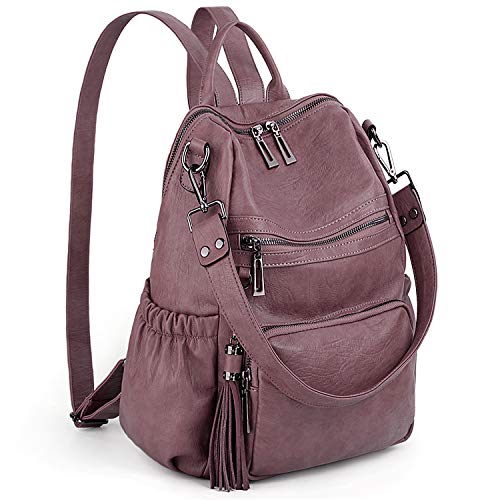UTO Women Backpack Purse Leather Vegan Ladies Fashion Designer Rucksack Convertible Travel Shoulder Bag with Tassel - Image 1