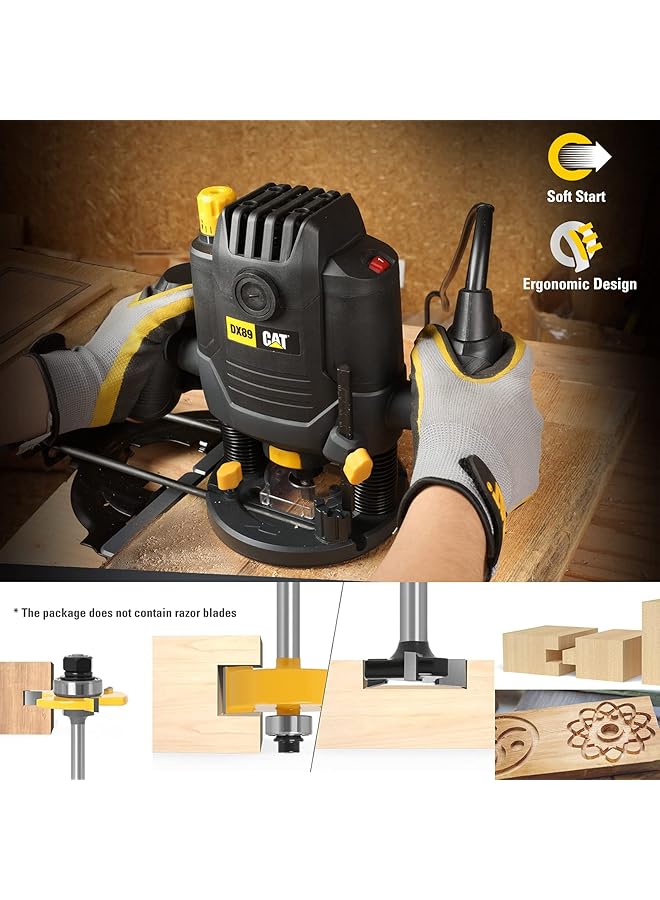 CATERPILLAR 2100W Electric Router With Aluminium Base And Variable Speed 8 Position Preset Plunge Depth Stop Spindle Lock Dx89 - Image 4