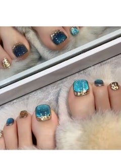 SYNSYB 24-Piece Short Square Press-on Toenails:Acrylic Fake Nails ,toe fake nails for Seamless Fit  - Image 1