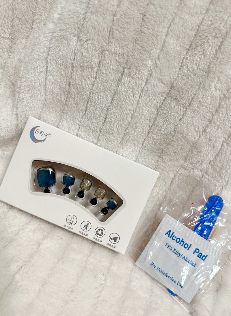 سنسيب 24 قطعة من أظافر القدم المربعة القصيرة: أظافر صناعية من الأكريليك، أظافر صناعية لأصابع القدم لملاءمة سلسة - Image 2