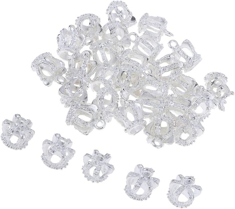 klarako 30 Pack 3D Crown Charm Pendant Jewelry Finding Lots for Bracelet Necklace Making, Zipper Puller Charms  Bright Silver, 15 x 13mm - Image 1