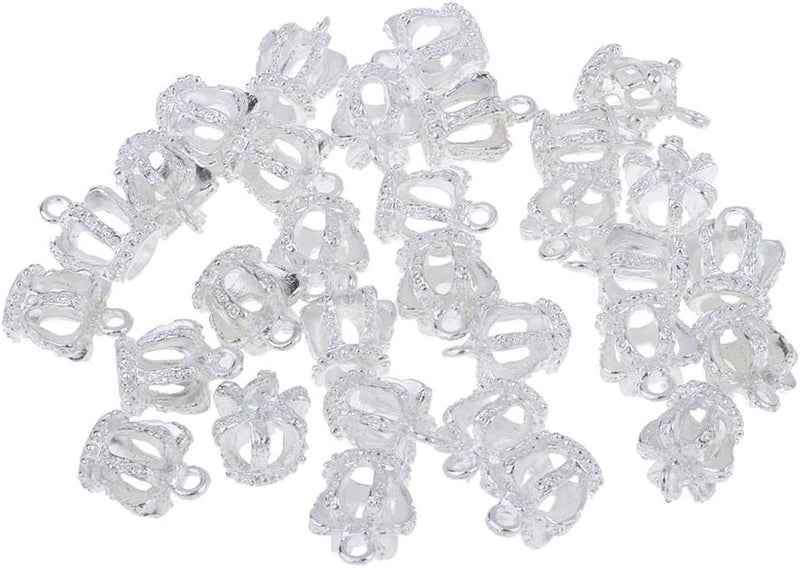 klarako 30 Pack 3D Crown Charm Pendant Jewelry Finding Lots for Bracelet Necklace Making, Zipper Puller Charms  Bright Silver, 15 x 13mm - Image 2