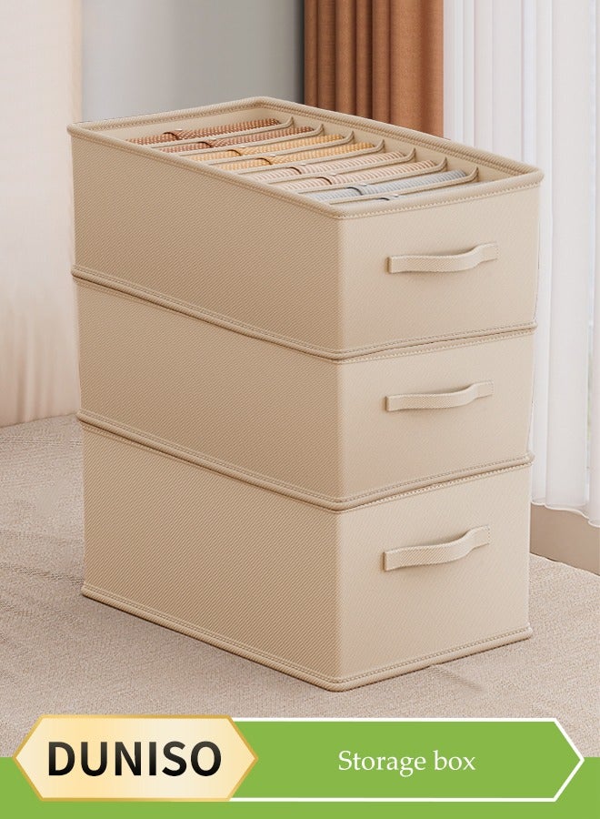 DUNISO 3 Pcs Wardrobe Clothes Organizer,Drawer Organizers And Storage，Foldable Closet Organizer，With 9 Compartments With Handles，Sturdy And Durable，For Organizing Clothing Jeans Toys Book Shelves Closet Wardrobe，45 * 25 * 18cm - Image 3