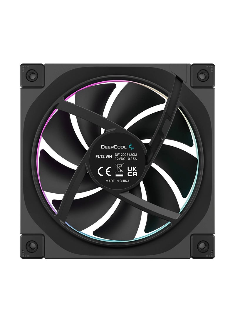 DEEPCOOL FL12 120mm Case Fans, 2150 RPM Fan Speed, 55 CFM Fan Airflow, Fluid Dynamic Bearing Type, 4-Pin PWM Fan Connector, Addressable RGB LED, Pack of 3, R-FL12-BKAPN3-G  - Image 4