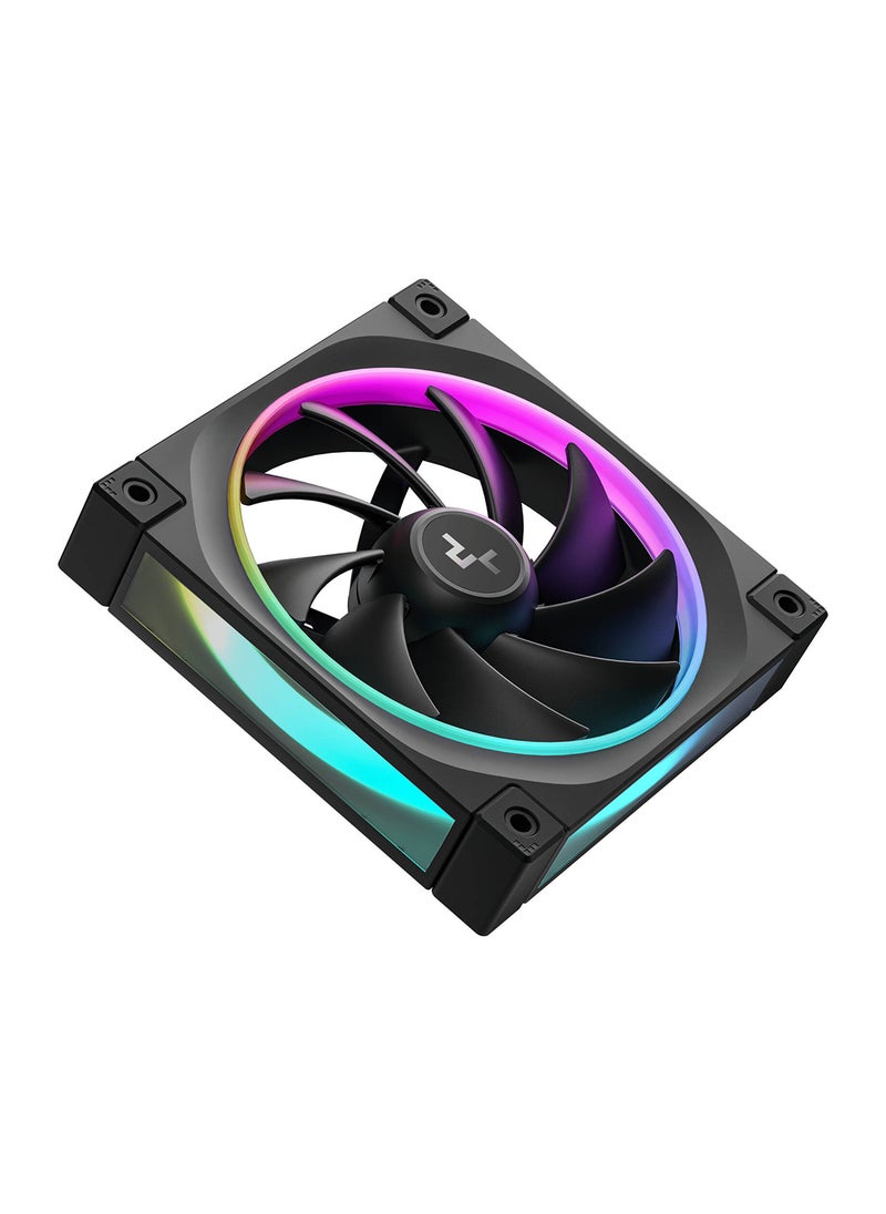 DEEPCOOL FL12 120mm Case Fans, 2150 RPM Fan Speed, 55 CFM Fan Airflow, Fluid Dynamic Bearing Type, 4-Pin PWM Fan Connector, Addressable RGB LED, Pack of 3, R-FL12-BKAPN3-G  - Image 3