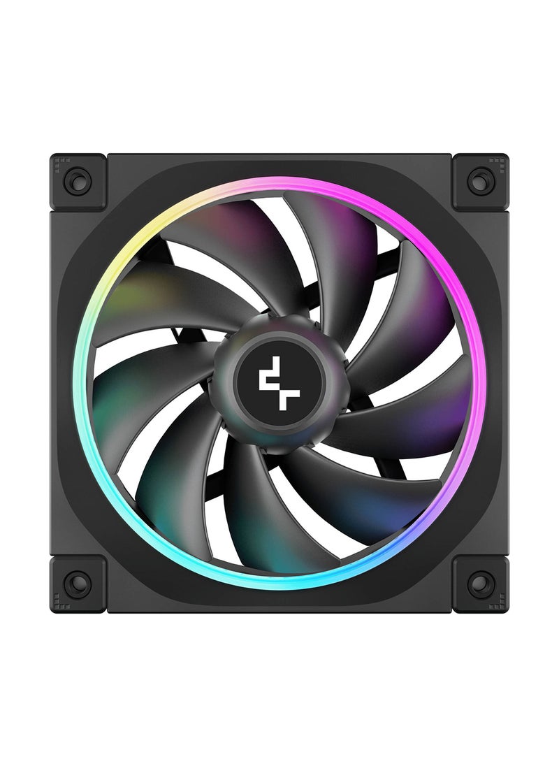 DEEPCOOL FL12 120mm Case Fans, 2150 RPM Fan Speed, 55 CFM Fan Airflow, Fluid Dynamic Bearing Type, 4-Pin PWM Fan Connector, Addressable RGB LED, Pack of 3, R-FL12-BKAPN3-G  - Image 2