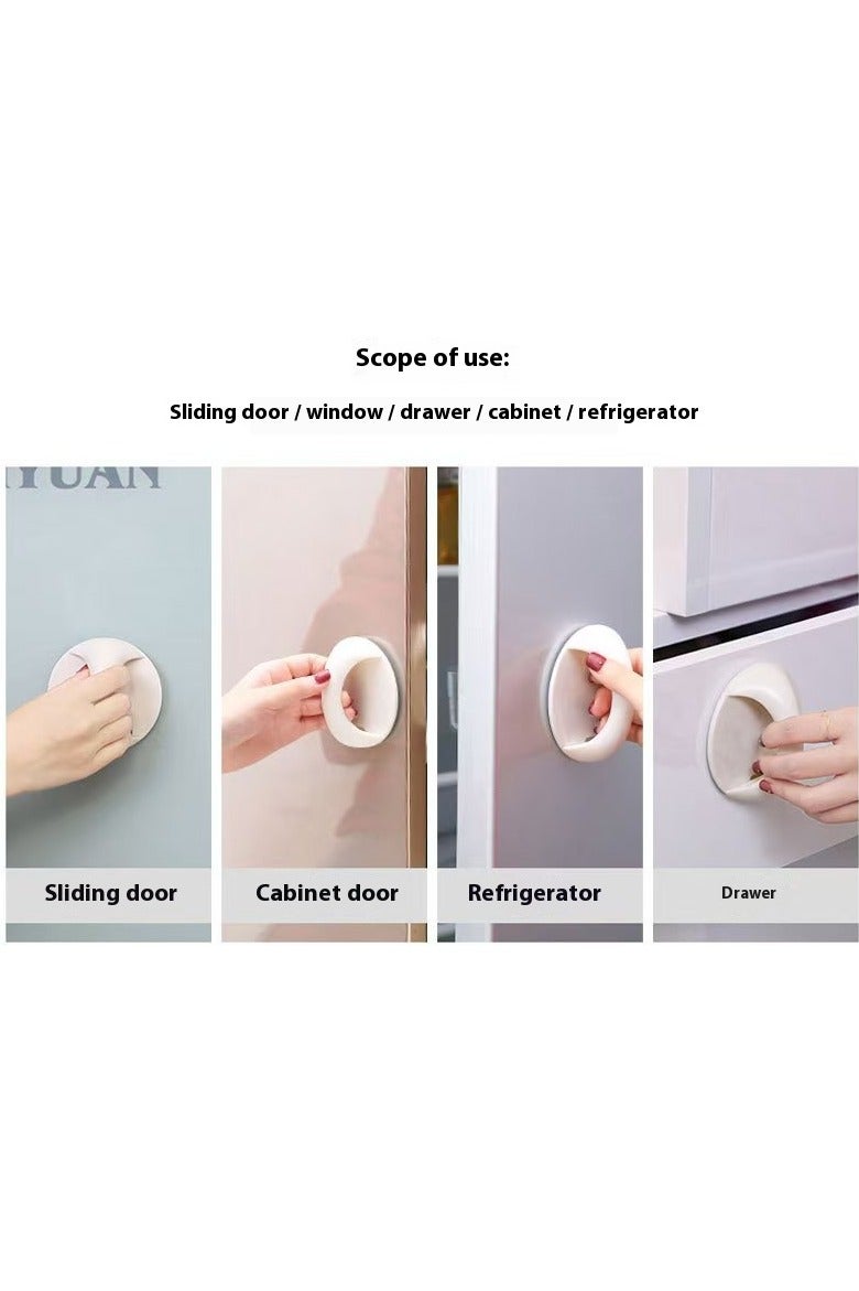 2-Pack Multi-Purpose Round Self-Adhesive Cabinet Door Handles Door And Window Drawer Handles Household Cabinet Door Safety Door Handle Glass Handle White - Image 2