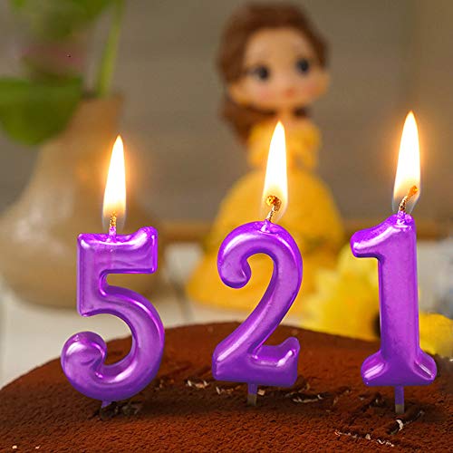 XNOVA 5th Birthday Candle Five Years Purple Happy Birthday Number 5 Candles for Cake Topper Decoration for Party Kids Adults Numeral 15 54 59 85 58 50 25 75 - Image 3