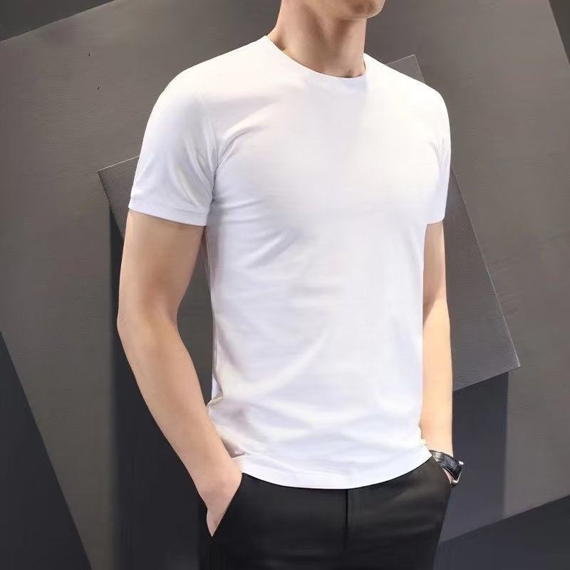 Factory Summer Thin Slim Short Sleeve T-Shirt Men'S Round Neck Solid Color Bottoming Shirt Breathable Quick-Drying Clothes - Image 3