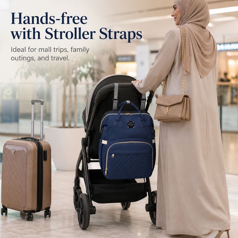 GroveMade Baby Diaper Bag Backpack - Blue, Multifunction Diapers Changing Station for Boys Girls, Spacious 46x36x9 cm, 15 kg Capacity, USB Port, Travel Friendly - Image 4