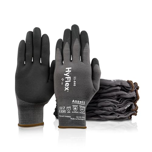 Ansell HyFlex 11-840 Ergonomic Abrasion-Resistant Nitrile Foam Industrial Gloves for Automotive, Fabrication, EMS, Utilities - Size 9, Black (12 Pairs) - Image 5