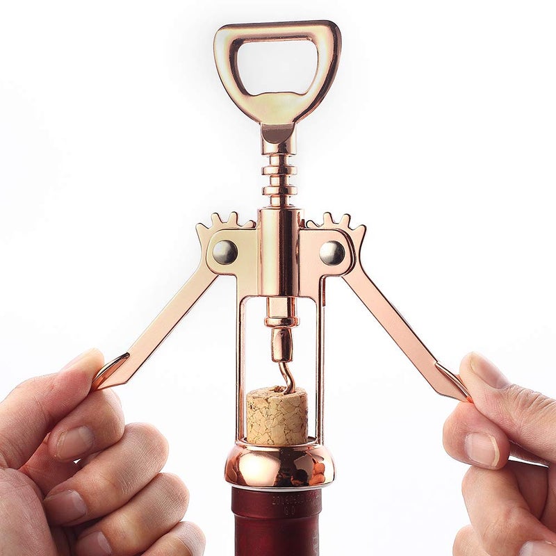 JXS Simple Wing Corkscrew Gold Wine Opener and Beer Opener, Multifunctional Wine Corkscrew Opener - Image 3