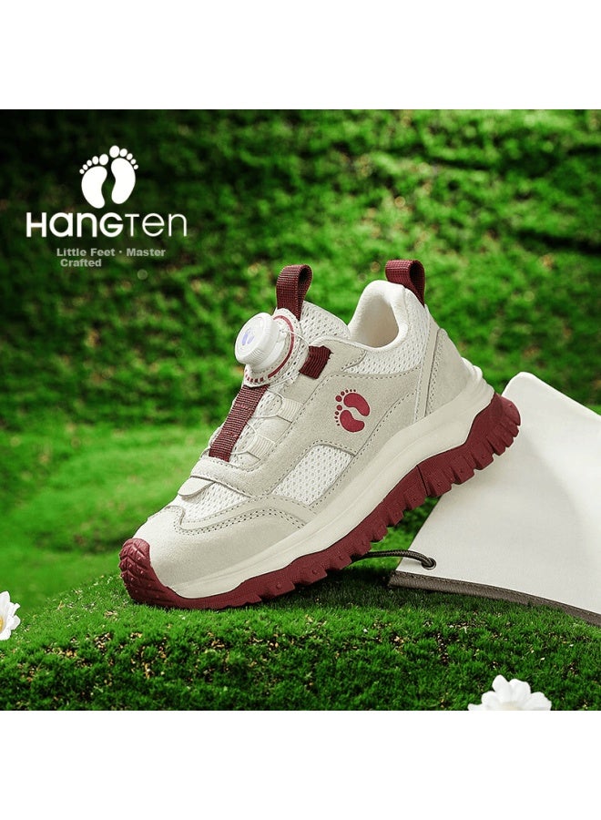 Hang Ten Kids Spring Autumn Lightweight Soft Sole Children's Sports Shoes Outdoor Casual Milky Red Size 30