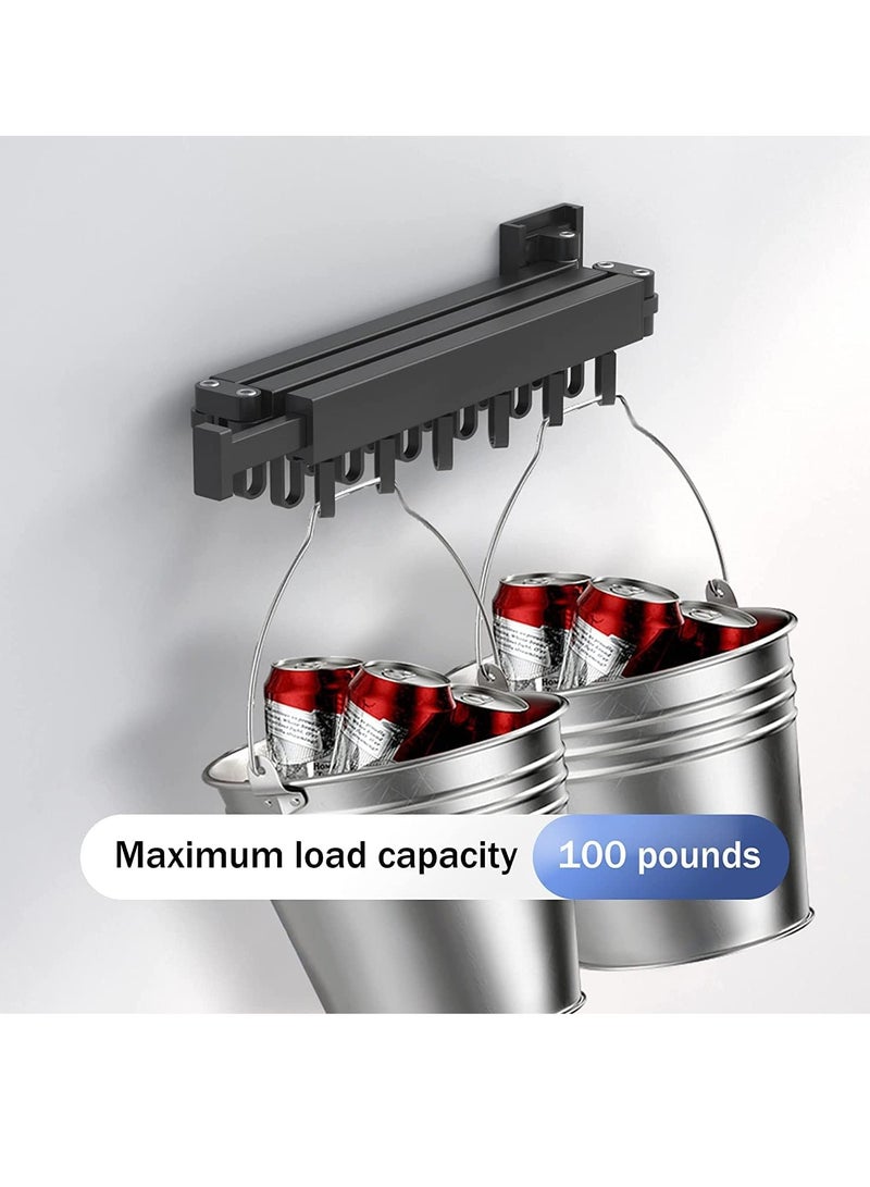 رف تجفيف الملابس قابل للسحب مثبت على الحائط، شماعات ملابس قابلة للطي، رف شماعات ملابس غسيل قابل للطي من الفولاذ المقاوم للصدأ مع رفوف منشفة للشرفة، الغسيل، الحمام، الفناء، غرفة النوم (أسود) - Image 5
