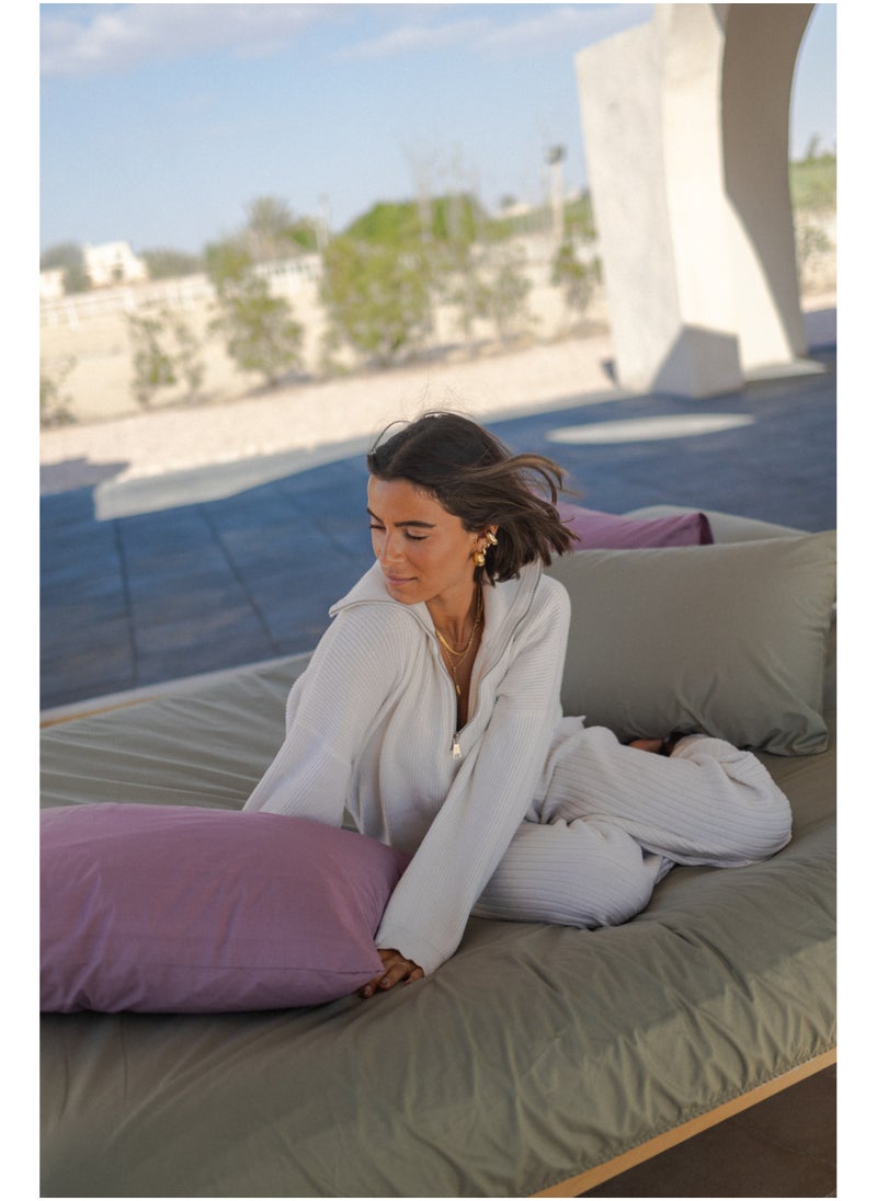 More cottons  ملايت سرير بركال مع 2 كيس مخدة (200TC) زيتونى  - Image 2