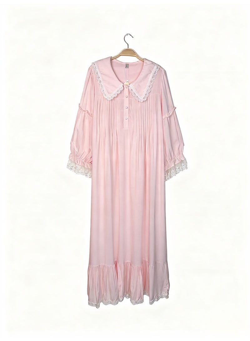 Orchid Pink Lace Long Nightgown - Image 2