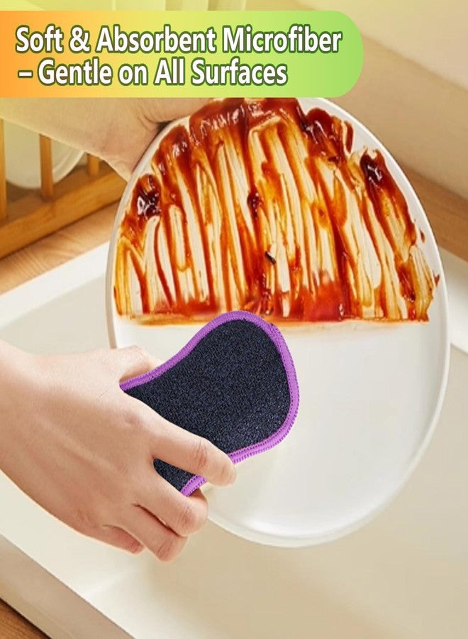 GLIMGLINT 12Pack Dish Sponges Kitchen, Non-Scratch Microfiber Sponges for Cleaning, Reusable Dish Sponge for Dishes, Pots and Pans (Multicolor) - Image 5