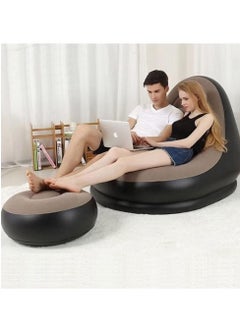 LIXES Inflatable Air Chair with Footrest Stool – Comfortable Furniture Set (Brown)  - Image 3