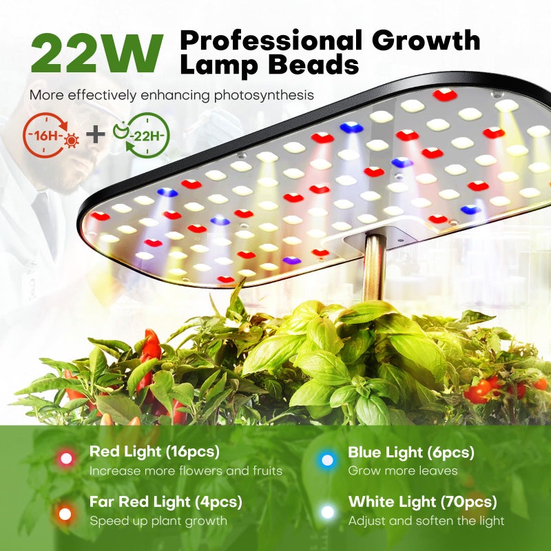 Ahopegarden Hydroponics Growing System Kit Indoor Herb Garden with Grow Light 12 Pods, with LCD Touch Panel Hydroponic Planter, Planting Height Up to 17", Grower Harvest Fresh Veggie Lettuce, Black - Image 2
