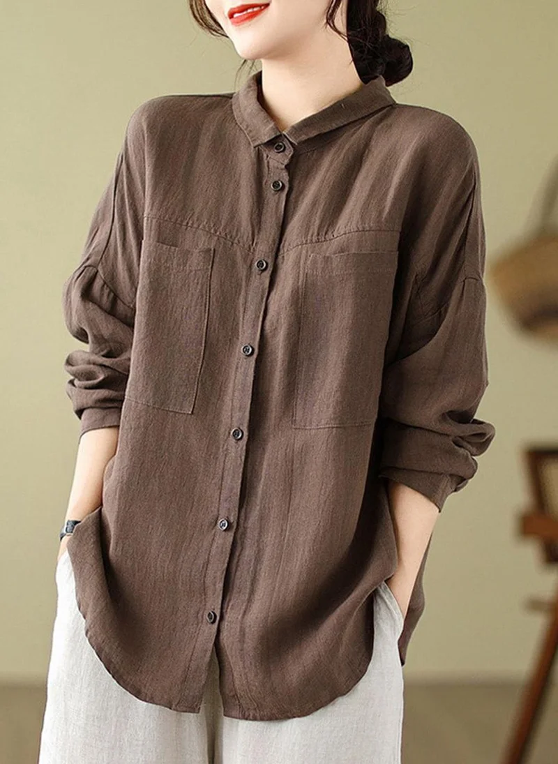 يونيكي Brown Solid Shirt