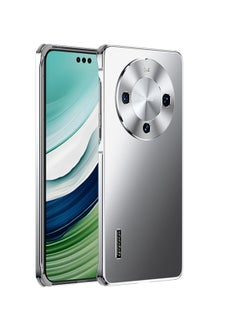 SYOSI جراب هاتف لهاتف Huawei MATE 60 PRO، إطار من الألومنيوم بالكامل + ظهر من الأكريليك + حلقة عدسة من الألومنيوم، جراب هاتف رفيع، وسادة هوائية مضادة للسقوط، غطاء حماية للهاتف الخلوي مقاوم للخدش لهاتف Mate 60 Pro فضي  - Image 1