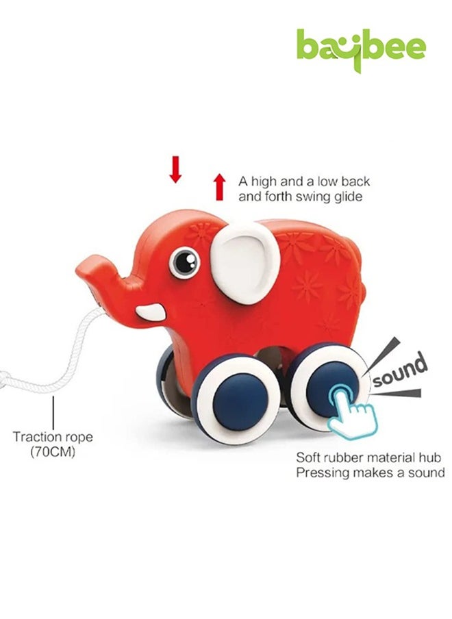 BAYBEE BAYBEE Kids Pull Along Toy with Sound for Todd Push & Pull String Baby Sensory Walking Toy Early Development Interactive Toy for Kids Great Birthday Gift for Boys and Girls (Elephant)  - Image 2