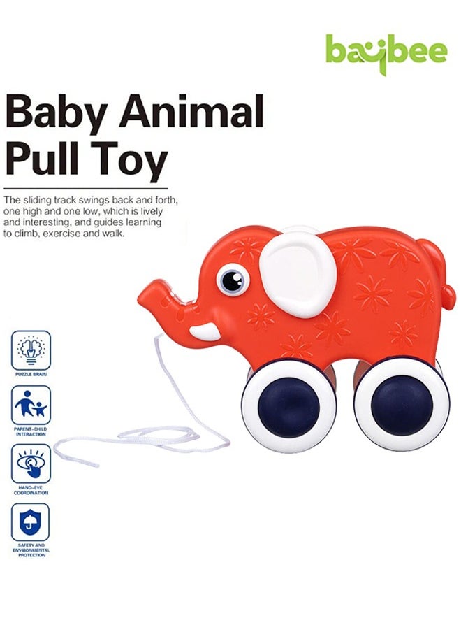 BAYBEE BAYBEE Kids Pull Along Toy with Sound for Todd Push & Pull String Baby Sensory Walking Toy Early Development Interactive Toy for Kids Great Birthday Gift for Boys and Girls (Elephant)  - Image 5