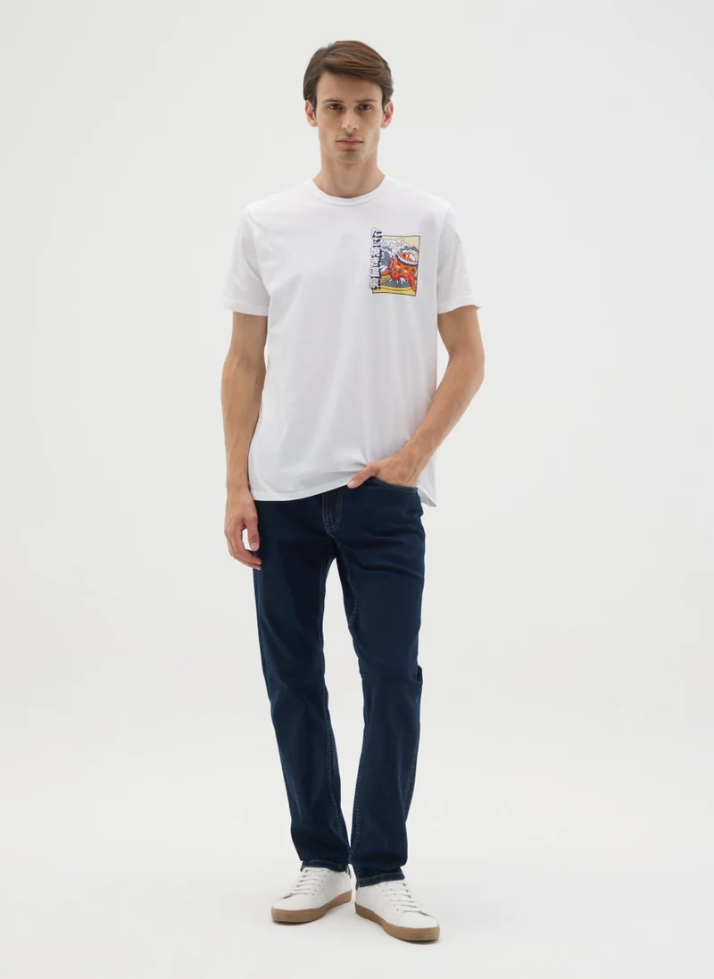 Ovs OVS Regular Fit White Cotton T-Shirt