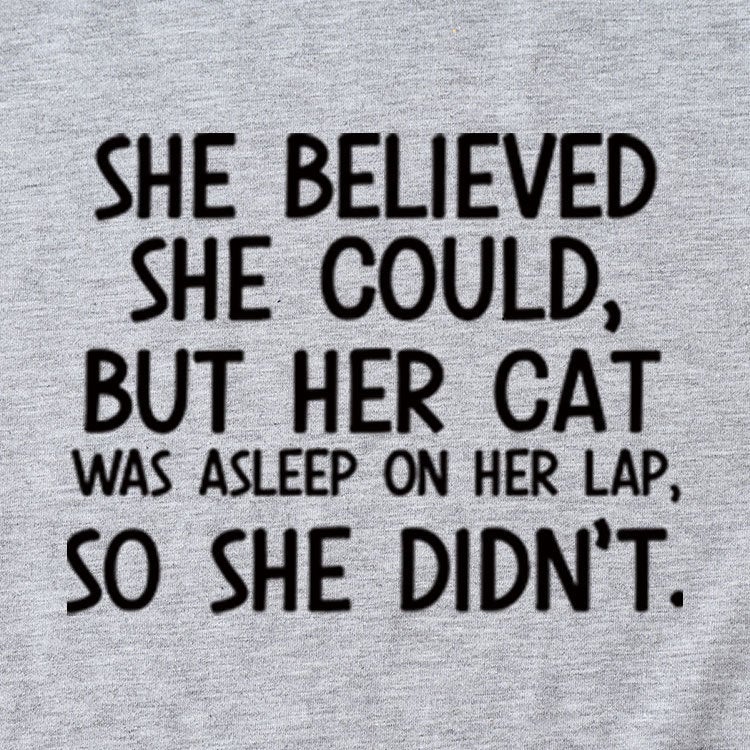 She Believed She C Letter Printed Loose T-Shirt Versatile and Comfortable Short Sleeves - Image 3