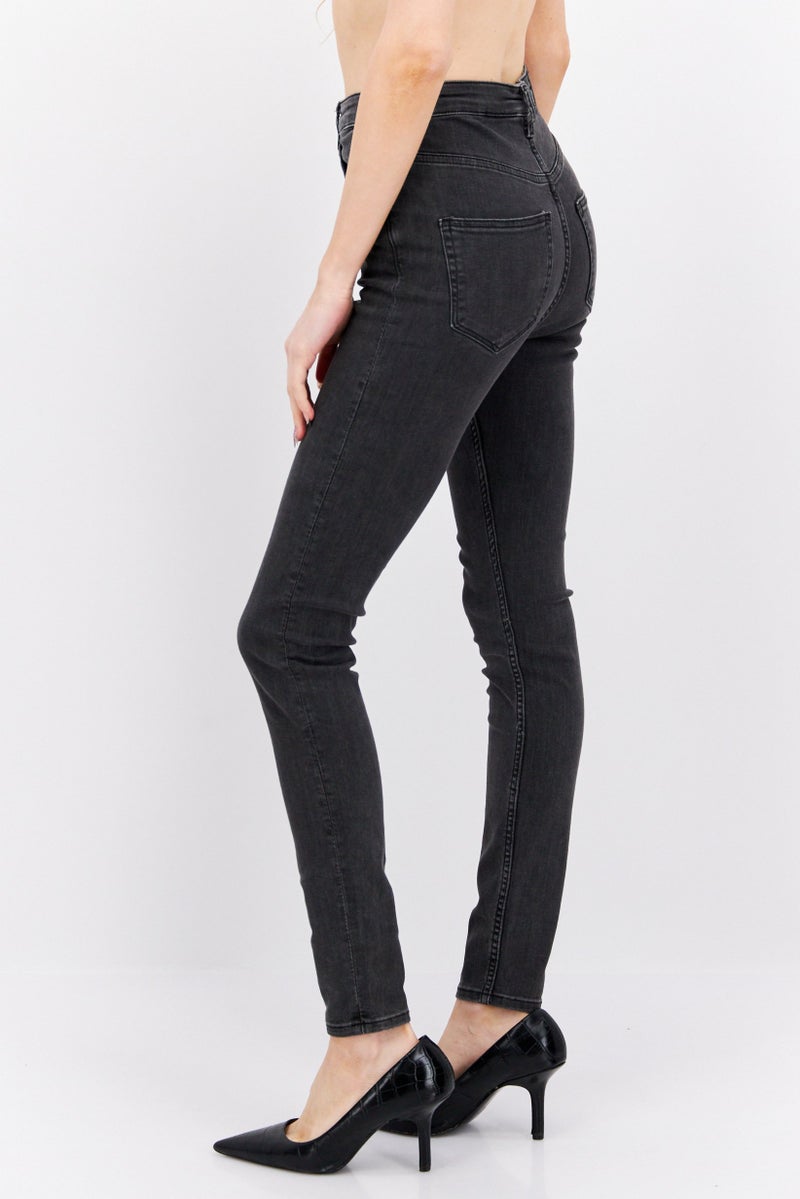 Weekday Women Regular Fit Washed Denim Jeans, Black - Image 2