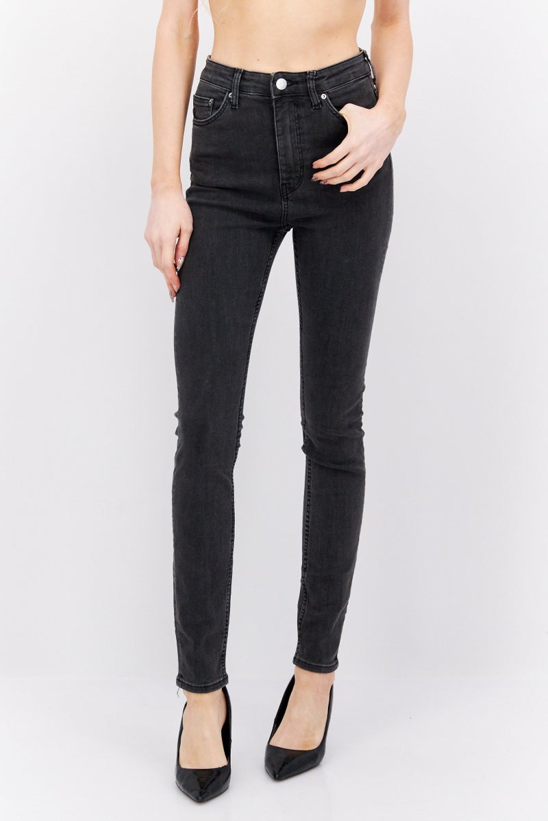 Weekday Women Regular Fit Washed Denim Jeans, Black - Image 1