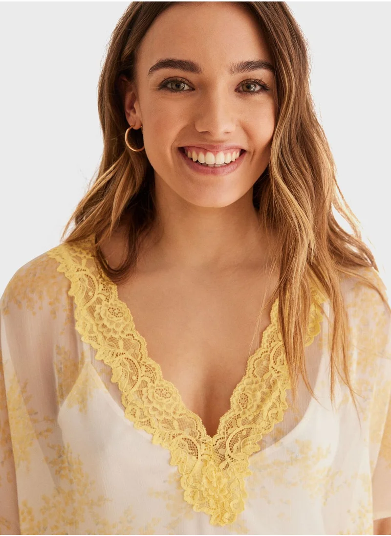 women'secret Yellow Chiffon Kaftan Dress