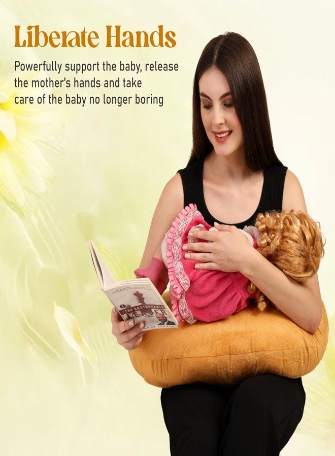 Gordon Oscar Home Nursing Pillow – Breastfeeding & Bottle Feeding Support Cushion, Ergonomic Design, Easy-Care Removable Cover - Golden - Image 5