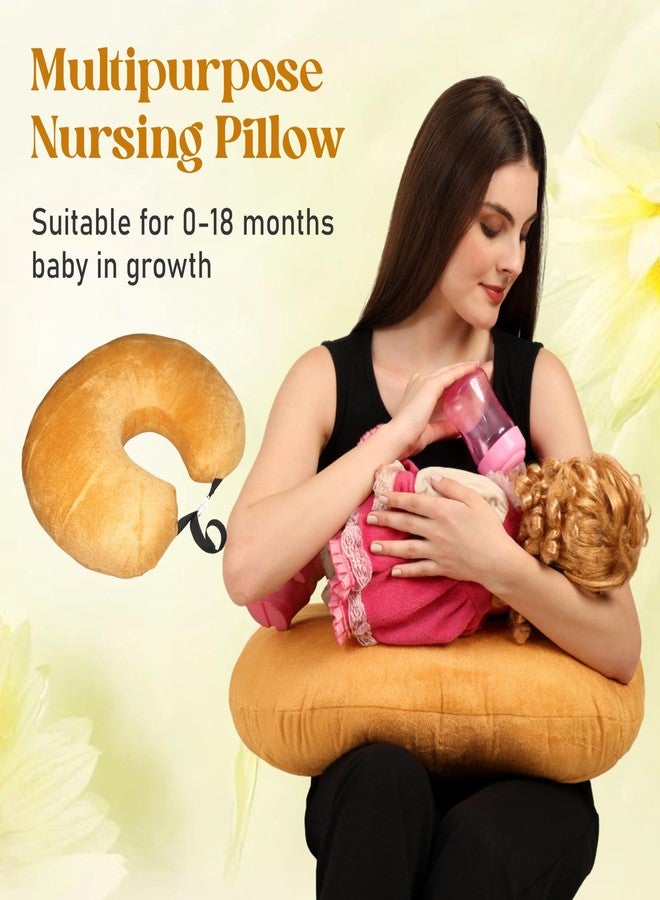 Gordon Oscar Home Nursing Pillow – Breastfeeding & Bottle Feeding Support Cushion, Ergonomic Design, Easy-Care Removable Cover - Golden - Image 3
