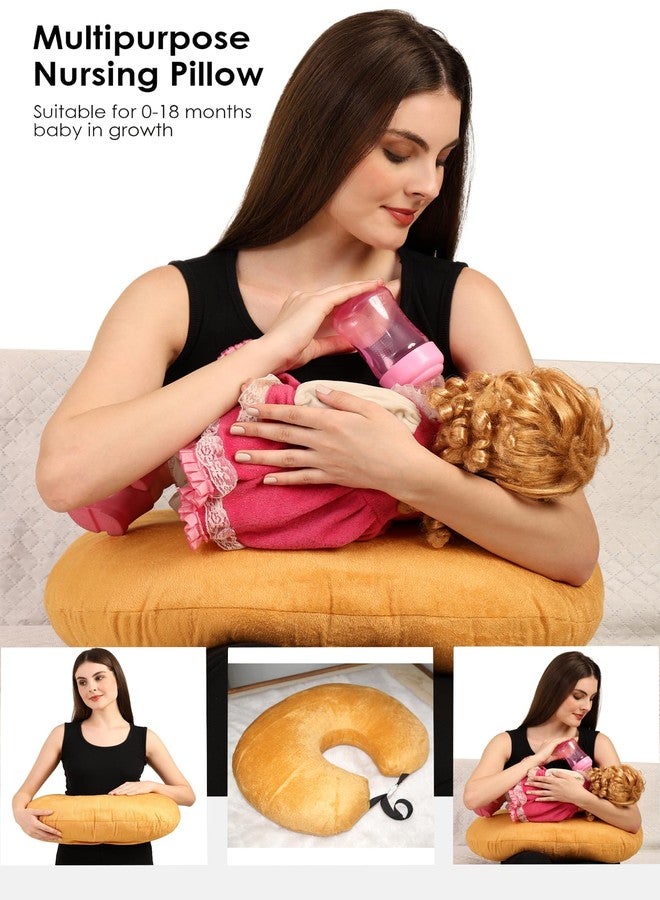 Gordon Oscar Home Nursing Pillow – Breastfeeding & Bottle Feeding Support Cushion, Ergonomic Design, Easy-Care Removable Cover - Golden - Image 4