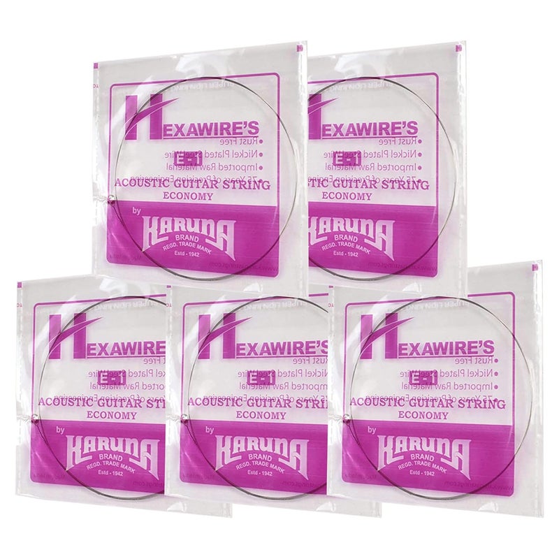 Karuna brand acoustic Guitar strings, 1ST STRING HIGH-E (5 Pcs) value pack, stainless high strength steel, light gauze, clear tone, made in India, designed for acoustic guitars - Image 1