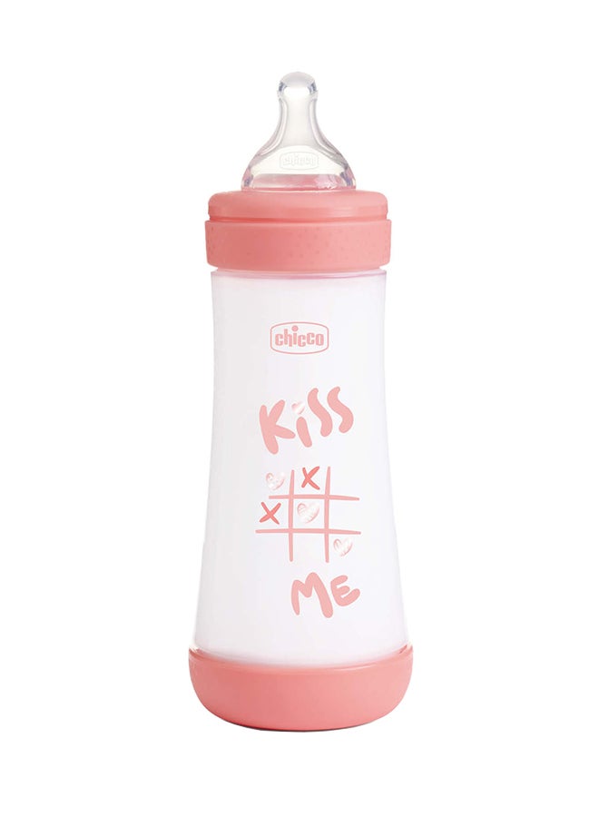 Chicco Perfect 5 Feeding Bottle 300ml Fast Flow 4m+ Silicone, Pink - Image 1