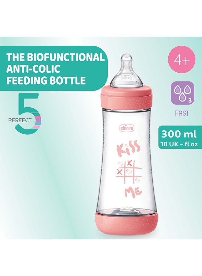 Chicco Perfect 5 Feeding Bottle 300ml Fast Flow 4m+ Silicone, Pink - Image 2