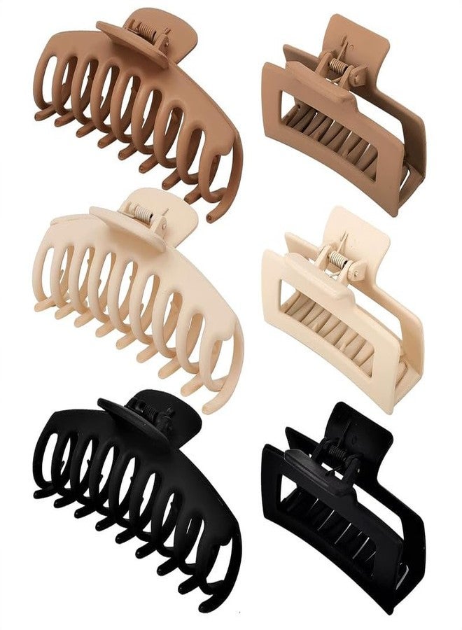 Minta 6pcs Big Hair Clips For Women Thick Hair Claw Clips Neutral Color Claw Clips Strong Banana Hair Clips Large Plastic Hair Clip For Girls Thin Curly Long Hair (Neutral) - Image 2