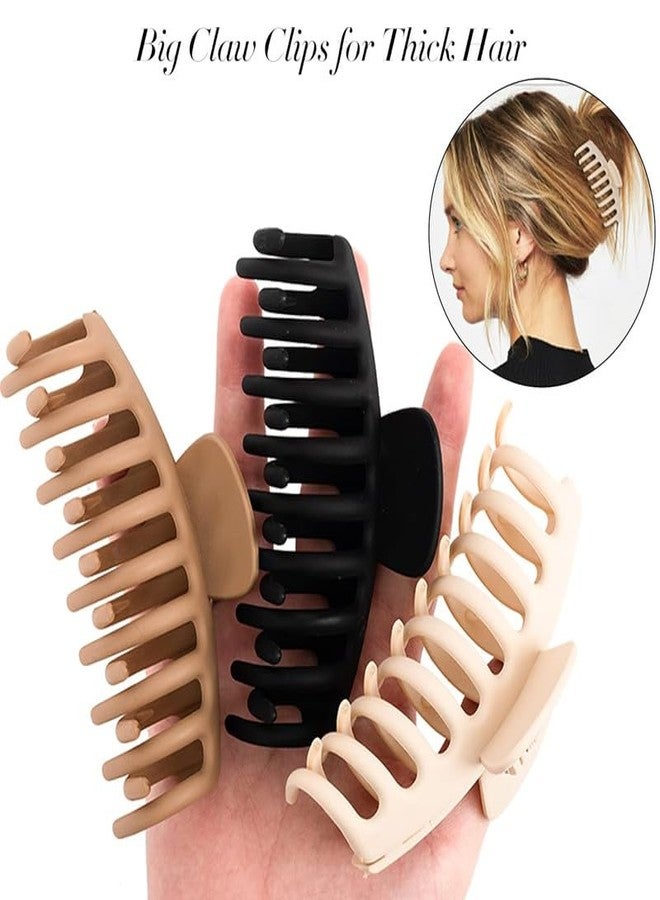 Minta 6pcs Big Hair Clips For Women Thick Hair Claw Clips Neutral Color Claw Clips Strong Banana Hair Clips Large Plastic Hair Clip For Girls Thin Curly Long Hair (Neutral) - Image 5