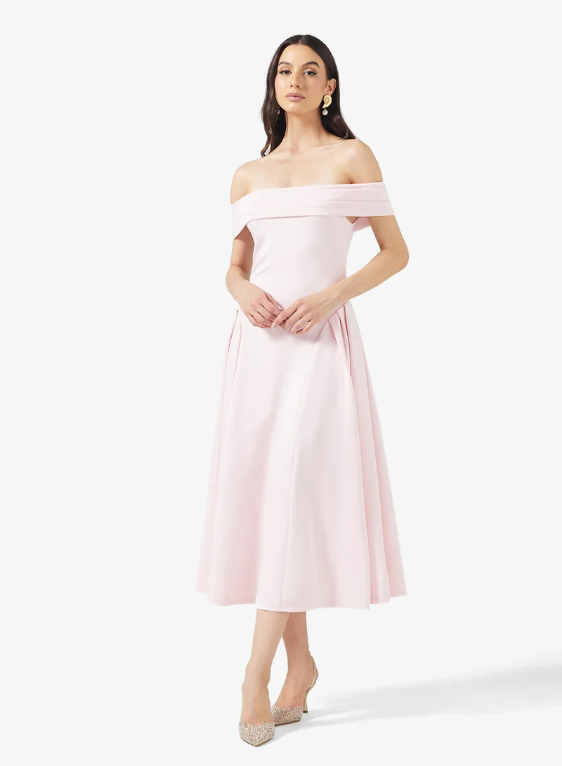 ELLA Off Shoulder Dress With Ruched Detail for Women | Best Price KSA