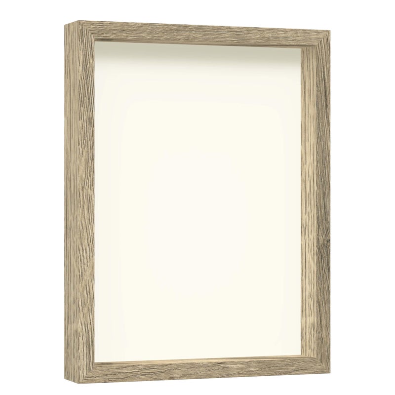 FrameWorks 12x16 Driftwood Wooden Shadow Box Frame - Soft Felt Back  Tempered Glass  and Included Elegant White Ball Push Pins - Image 2