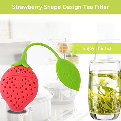 HMIEPRS 8PC Silicone Tea Strainers for Loose Tea, Cute Strawberry Shape Tea Infuser Set, Tea Ball Strainer Tea Filters for Loosing Leaf, Gripping Ice Cube, Sugar (8PC, Strawberry Shape) - Image 5